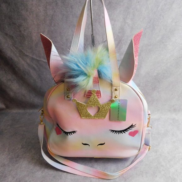 Under One Sky Weekender Zipper Unicorn Bag Rainbow Camo - Picture 1 of 6